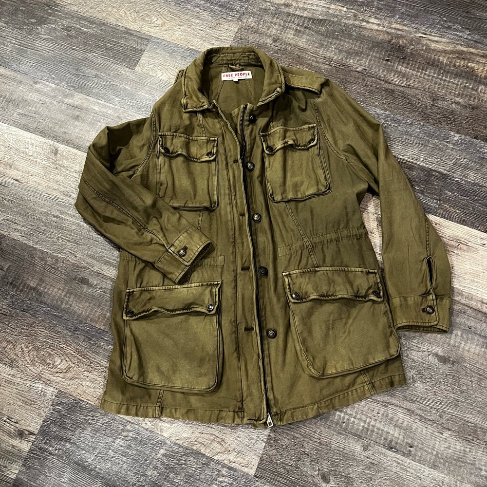 XL green Free People military jacket